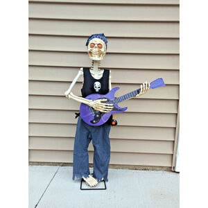 3’ Halloween Animated Skeleton Playing Guitar Another One Bites The Dust Queen
